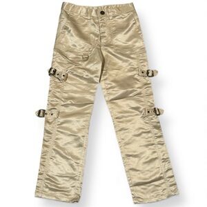 Vintage y2k Rampage Gold Satin Cargo Pants – girls Kids Statement Pants 7